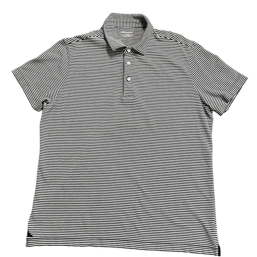 UNTUCKit Mens XLarge‎ Polo Shirt Stripe Black White Pima Cotton Short Sleeve